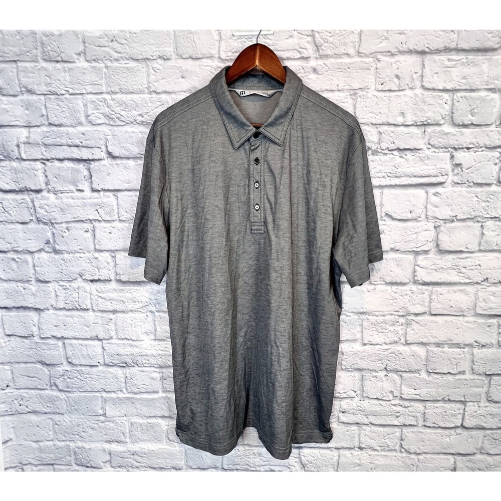 Travis Mathew Men's Four Button Gray Short Sleeve Golf Polo Shirt Logo‎ Size XL - Picture 2 of 7